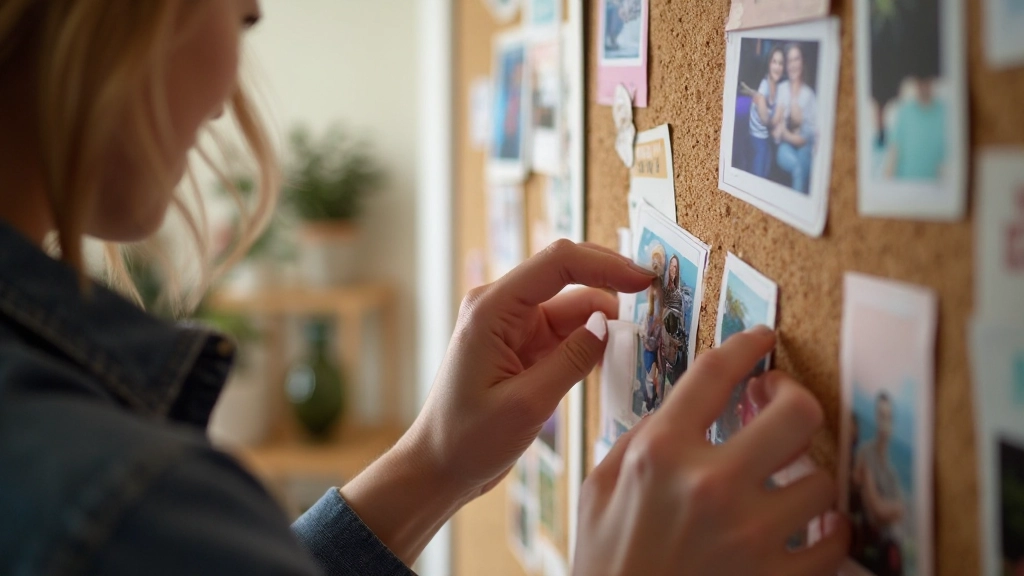 Persoon maakt visiebord met beelden en knipsels