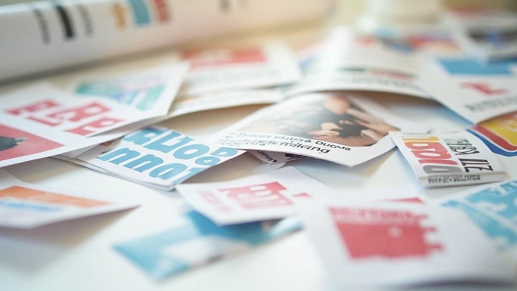 Close-up van kleurrijke plaatjes en woorden die uit magazines zijn geknipt