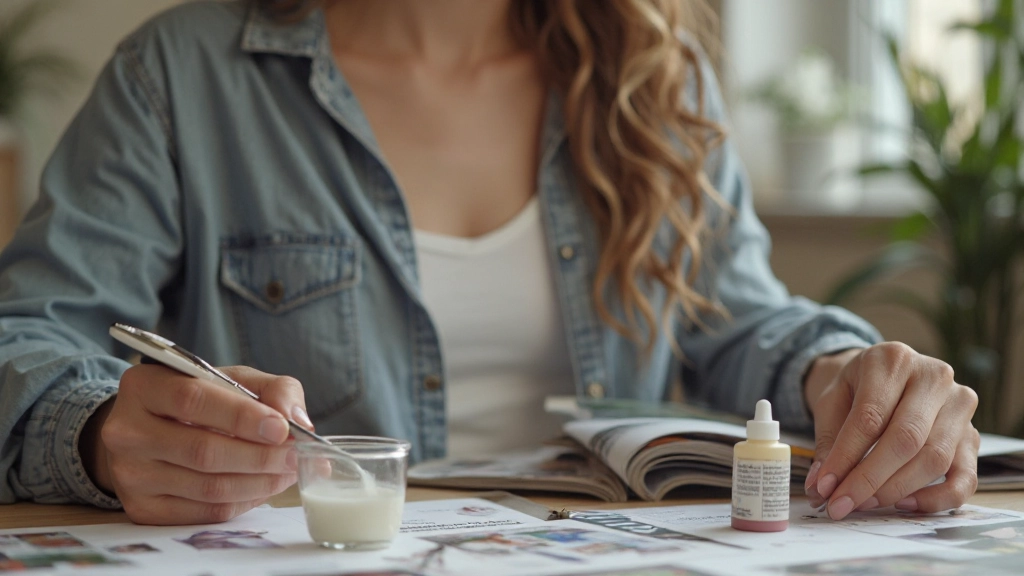Persoon aan het werken met een fysieke visionboard, met kleurrijke plaatjes en doelen erop geplakt